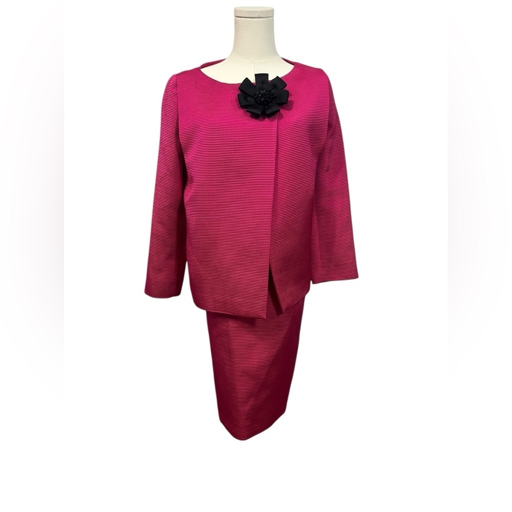 Escada Hot Pink Silk Blend Skirt Suit Career Boxy Size 8 EU 38 New With Tag